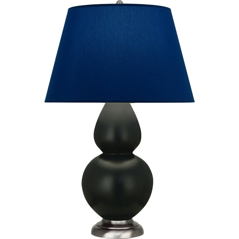 Robert Abbey MOS22N One Light Table Lamp, Matte Obsidian Glazed Ceramic w/Antique Silver