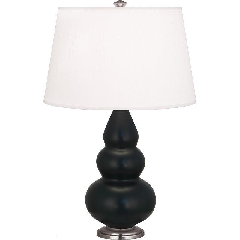 Robert Abbey MOS32 One Light Accent Lamp, Matte Obsidian Glazed Ceramic w/Antique Silver