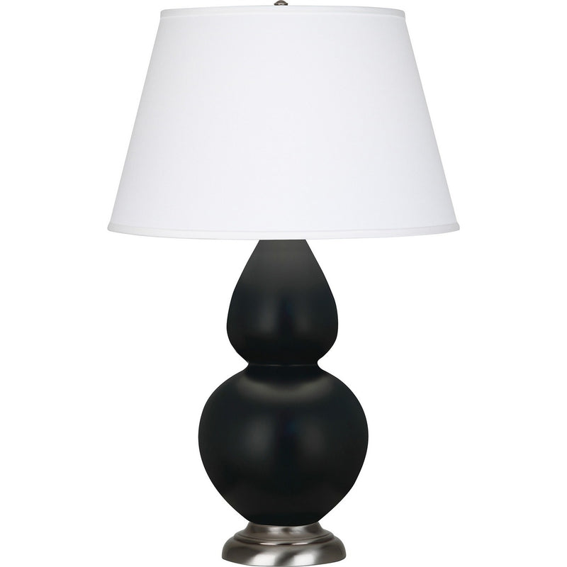 Robert Abbey MOS59 One Light Table Lamp, Matte Obsidian Glazed Ceramic w/Antique Silver