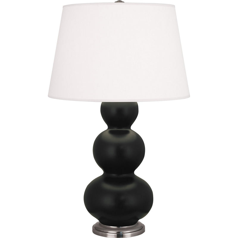 Robert Abbey MOS42 One Light Table Lamp, Matte Obsidian Glazed Ceramic w/Antique Silver