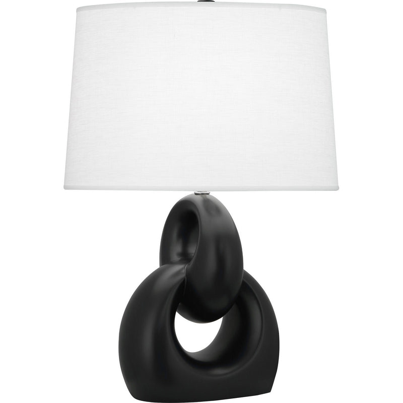 Robert Abbey MOS81 One Light Table Lamp, Matte Obsidian Glazed Ceramic w/Polished Nickel