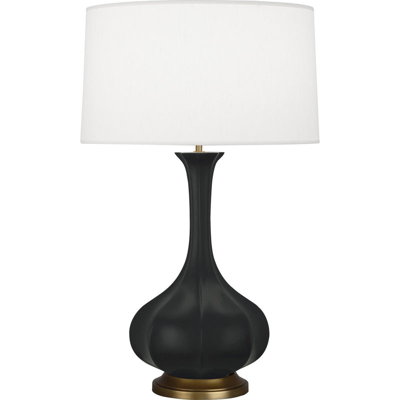 Robert Abbey MOS94 One Light Table Lamp, Matte Obsidian Glazed Ceramic w/Aged Brass