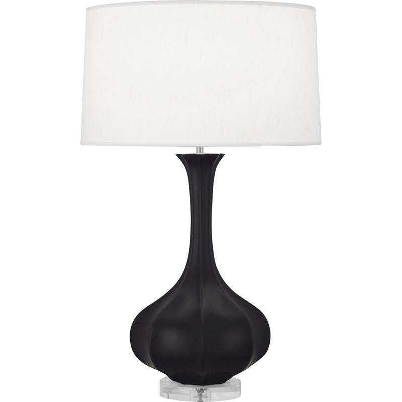 Robert Abbey MOS96 One Light Table Lamp, Matte Obsidian Glazed Ceramic w/Lucite