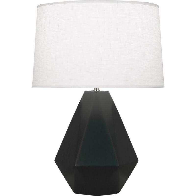 Robert Abbey MOS97 One Light Table Lamp, Matte Obsidian Glazed Ceramic w/Polished Nickel
