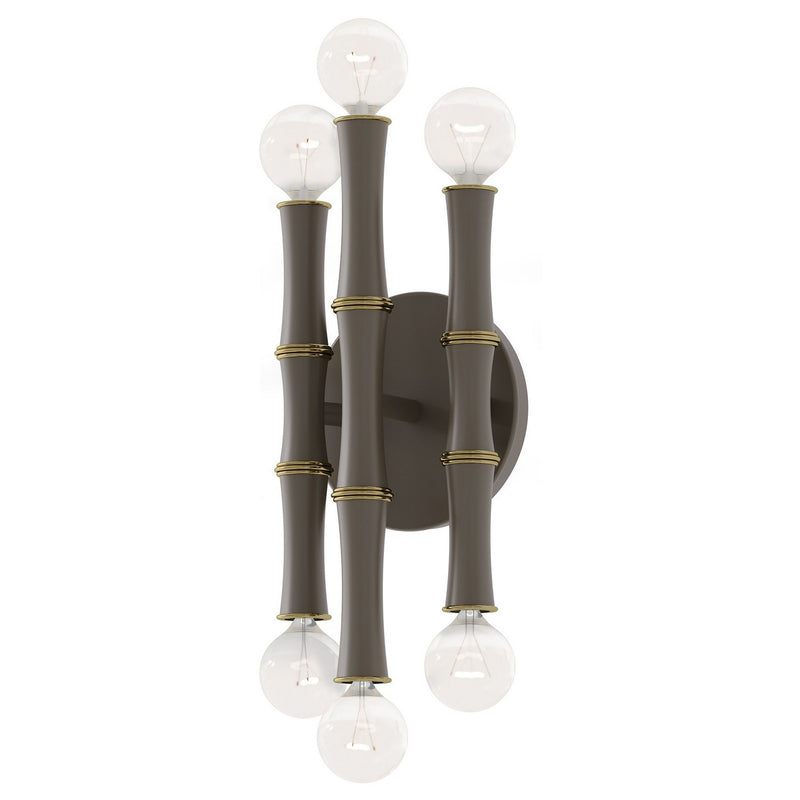 Robert Abbey MST75 Six Light Wall Sconce, Matte Smokey Taupe w/Modern Brass