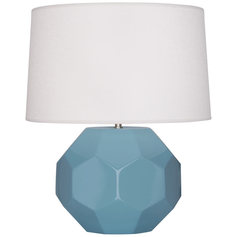 Robert Abbey OB01 One Light Table Lamp, Steel Blue Glazed Ceramic