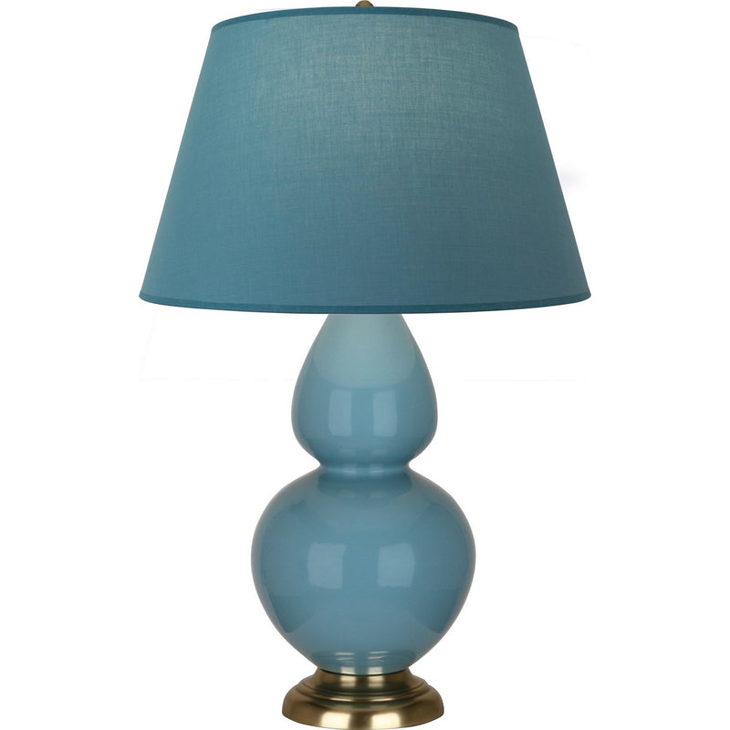 Robert Abbey OB20B One Light Table Lamp, Steel Blue Glazed Ceramic w/Antique Natural Brass