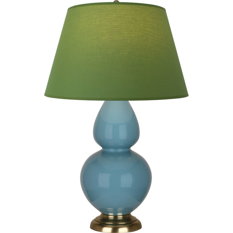 Robert Abbey OB20G One Light Table Lamp, Steel Blue Glazed Ceramic w/Antique Natural Brass
