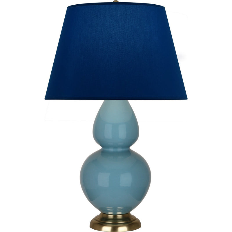 Robert Abbey OB20N One Light Table Lamp, Steel Blue Glazed Ceramic w/Antique Natural Brass