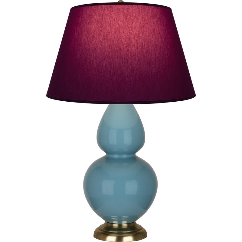 Robert Abbey OB20P One Light Table Lamp, Steel Blue Glazed Ceramic w/Antique Natural Brass