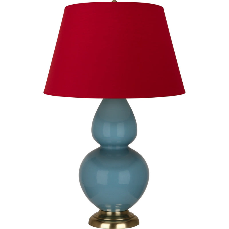 Robert Abbey OB20R One Light Table Lamp, Steel Blue Glazed Ceramic w/Antique Natural Brass