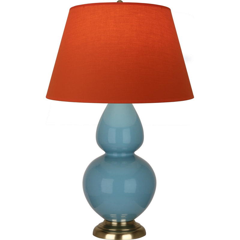 Robert Abbey OB20T One Light Table Lamp, Steel Blue Glazed Ceramic w/Antique Natural Brass
