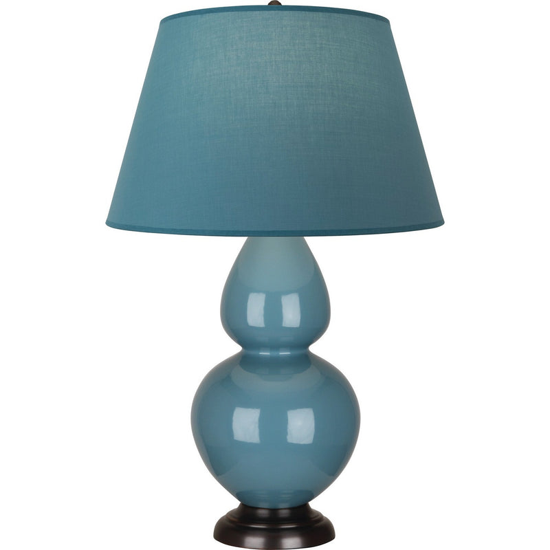 Robert Abbey OB21B One Light Table Lamp, Steel Blue Glazed Ceramic w/Deep Patina Bronze