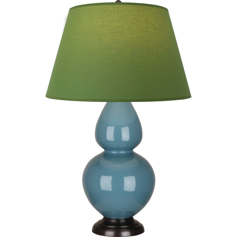 Robert Abbey OB21G One Light Table Lamp, Steel Blue Glazed Ceramic w/Deep Patina Bronze