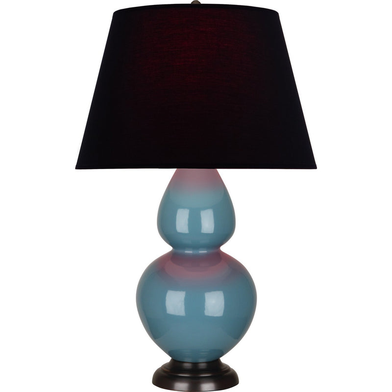 Robert Abbey OB21K One Light Table Lamp, Steel Blue Glazed Ceramic w/Deep Patina Bronze