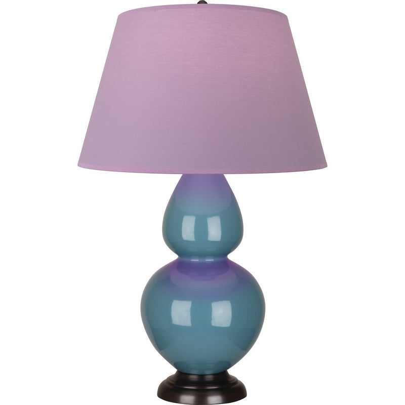 Robert Abbey OB21L One Light Table Lamp, Steel Blue Glazed Ceramic w/Deep Patina Bronze