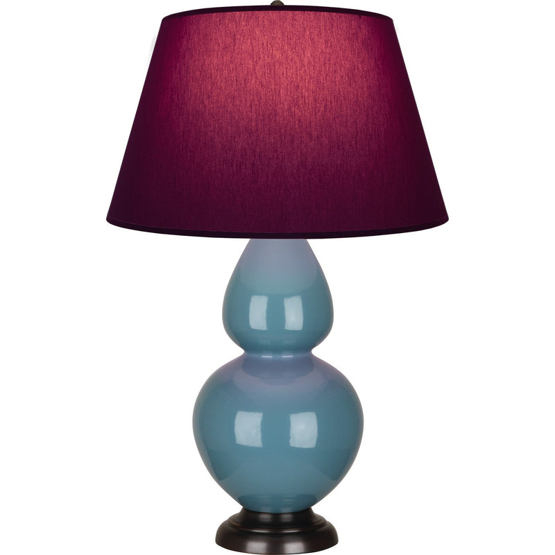 Robert Abbey OB21P One Light Table Lamp, Steel Blue Glazed Ceramic w/Deep Patina Bronze