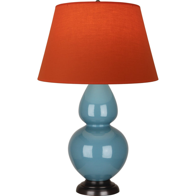 Robert Abbey OB21T One Light Table Lamp, Steel Blue Glazed Ceramic w/Deep Patina Bronze