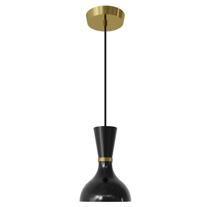 Robert Abbey OS01OS One Light Pendant, Modern Brass w/Obsidian Painted