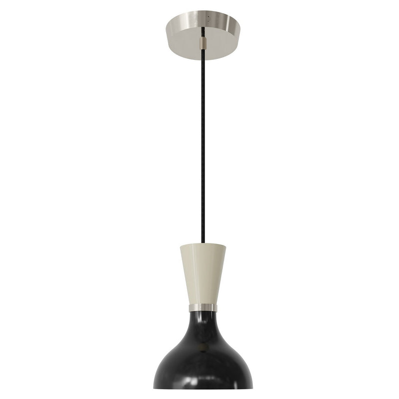Robert Abbey OS02BN One Light Pendant, Polished Nickel w/Obsidian, Bone Painted