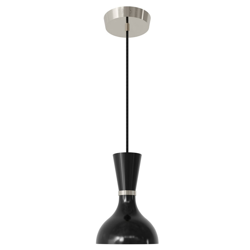 Robert Abbey OS02OS One Light Pendant, Polished Nickel w/Obsidian Painted