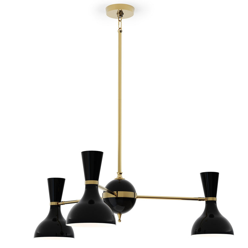 Robert Abbey OS03OS Three Light Chandelier, Modern Brass w/Obsidian Painted