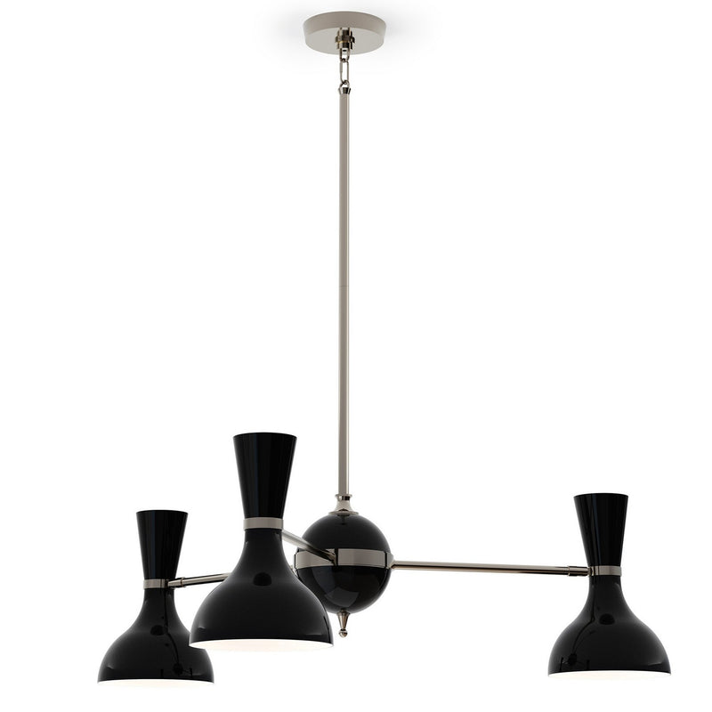 Robert Abbey OS04OS Three Light Chandelier, Polished Nickel w/Obsidian Painted