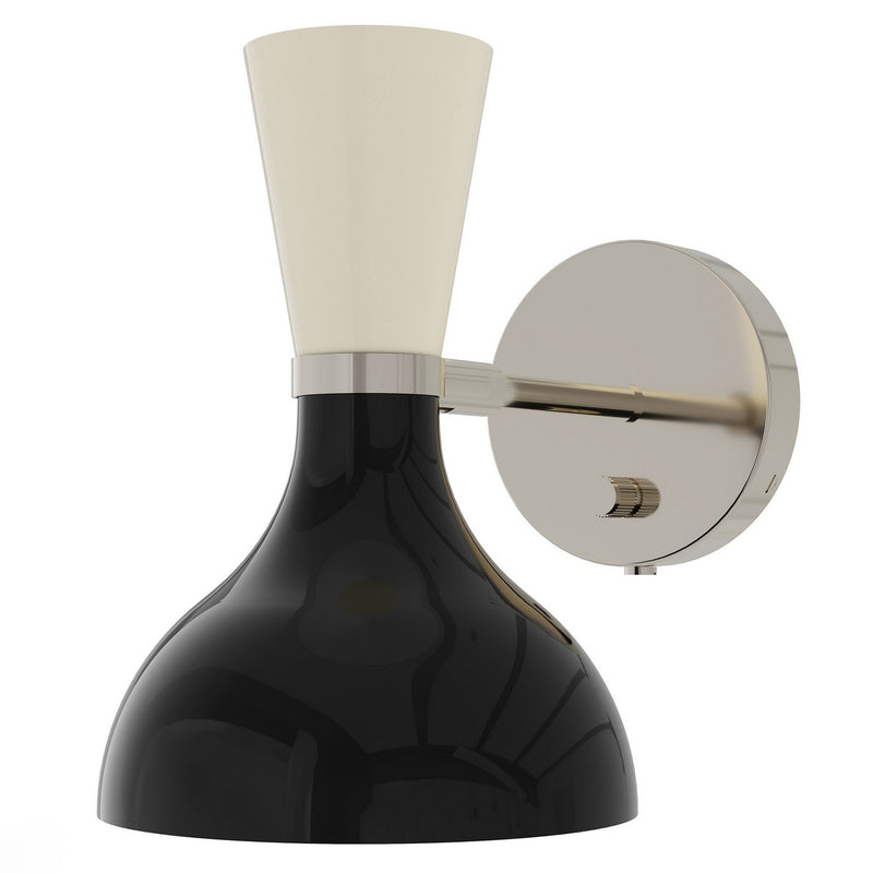 Robert Abbey OS06BN One Light Wall Sconce, Polished Nickel w/Obsidian, Bone Painted