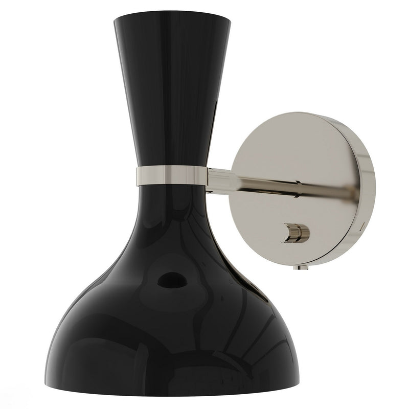 Robert Abbey OS06OS One Light Wall Sconce, Polished Nickel w/Obsidian Painted