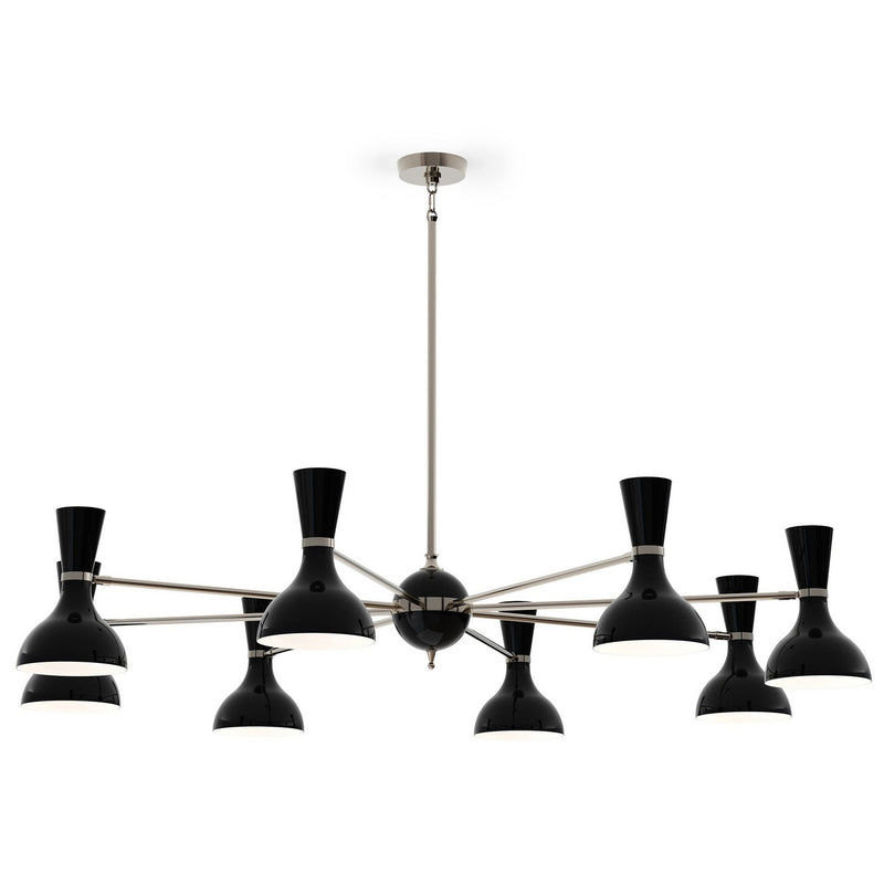 Robert Abbey OS09OS Eight Light Chandelier, Polished Nickel w/Obsidian Painted