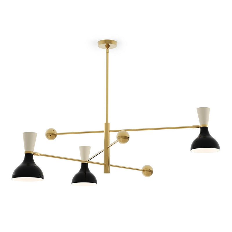 Robert Abbey OS10BN Three Light Pendant, Modern Brass w/Obsidian, Bone Painted