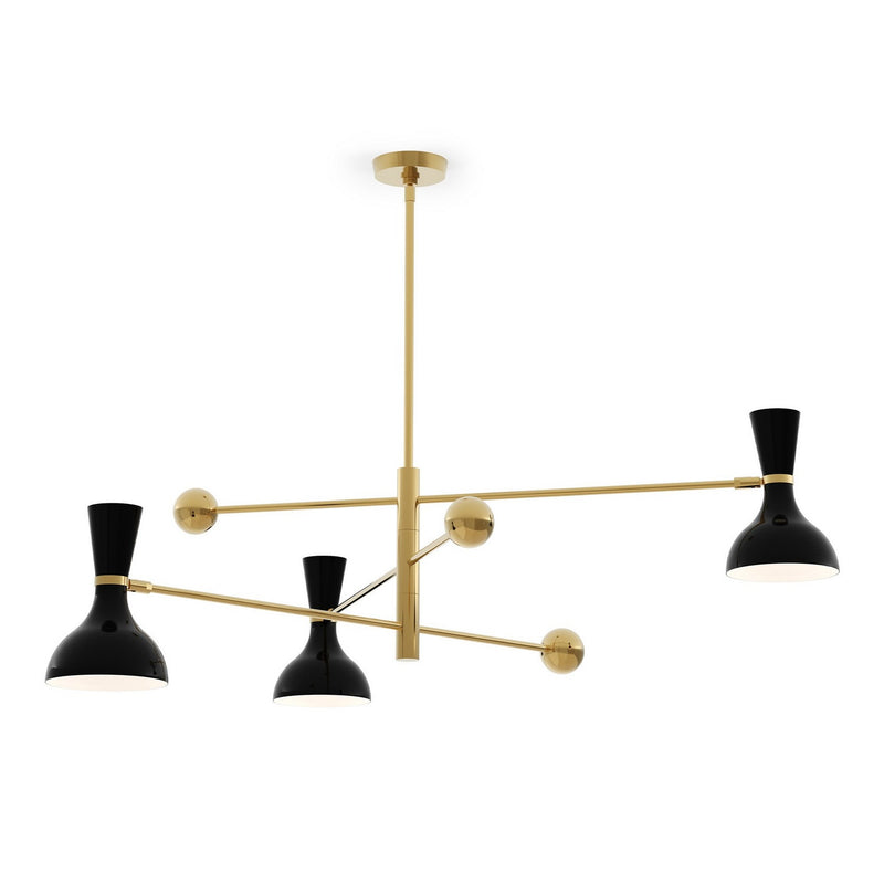 Robert Abbey OS10OS Three Light Pendant, Modern Brass w/Obsidian Painted