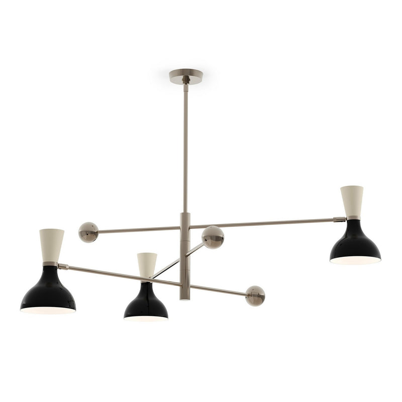 Robert Abbey OS11BN Three Light Pendant, Polished Nickel w/Obsidian, Bone Painted