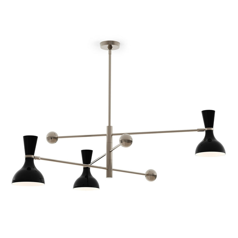 Robert Abbey OS11OS Three Light Pendant, Polished Nickel w/Obsidian Painted