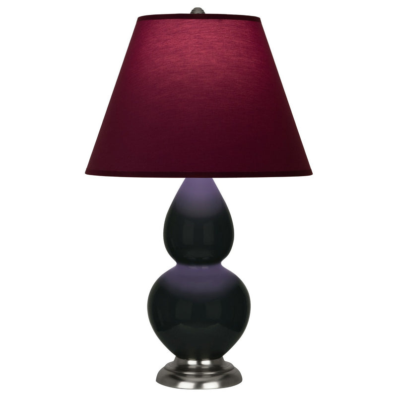 Robert Abbey OS12P One Light Accent Lamp, Obsidian Glazed Ceramic w/Antique Silver
