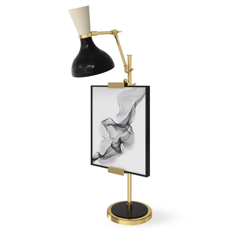 Robert Abbey OS14BN One Light Table Easel, Modern Brass w/Obsidian, Bone Painted