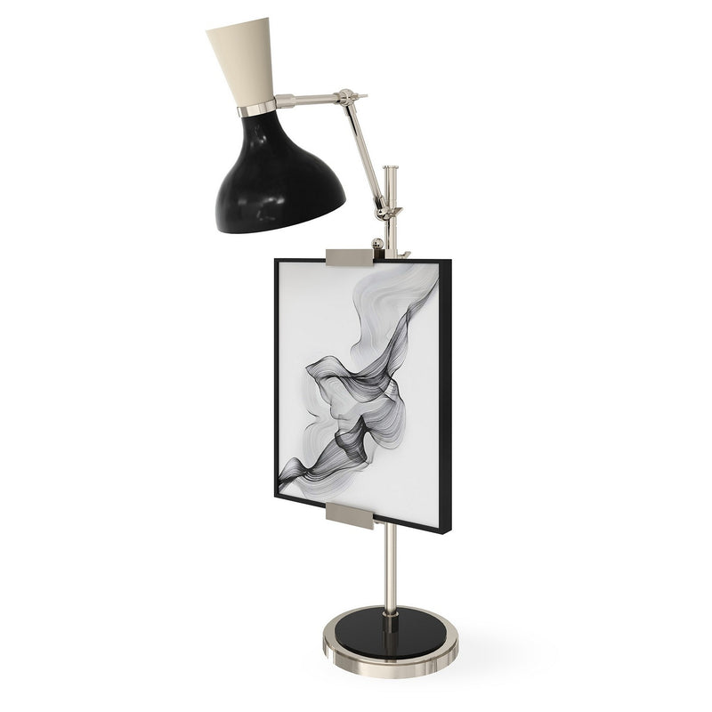 Robert Abbey OS15BN One Light Table Easel, Polished Nickel w/Obsidian, Bone Painted