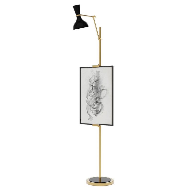 Robert Abbey OS16OS One Light Floor Easel, Modern Brass w/Obsidian Painted