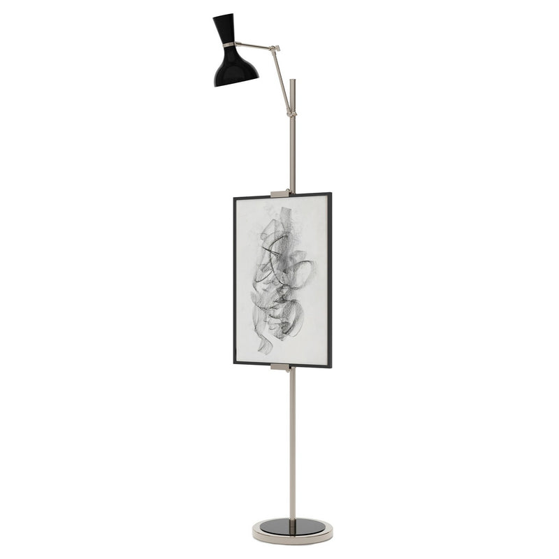 Robert Abbey OS17OS One Light Floor Easel, Polished Nickel w/Obsidian Painted
