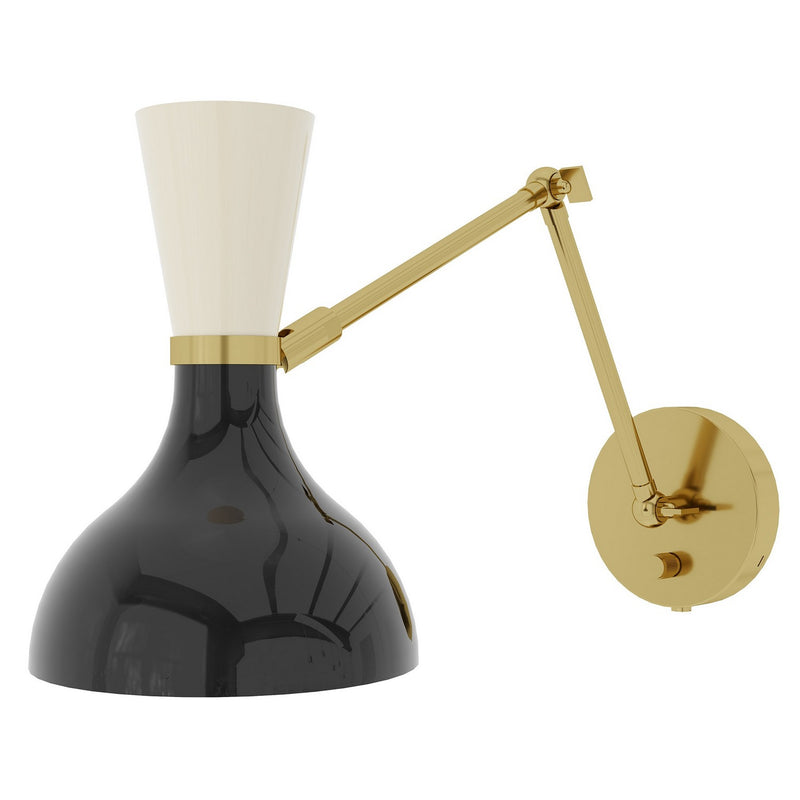 Robert Abbey OS18BN One Light Wall Sconce, Modern Brass w/Obsidian, Bone Painted