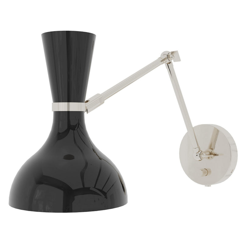 Robert Abbey OS19OS One Light Wall Sconce, Polished Nickel w/Obsidian Painted