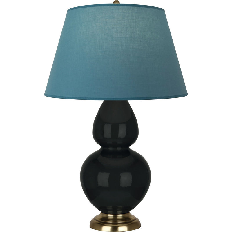 Robert Abbey OS20B One Light Table Lamp, Obsidian Glazed Ceramic w/Antique Natural Brass