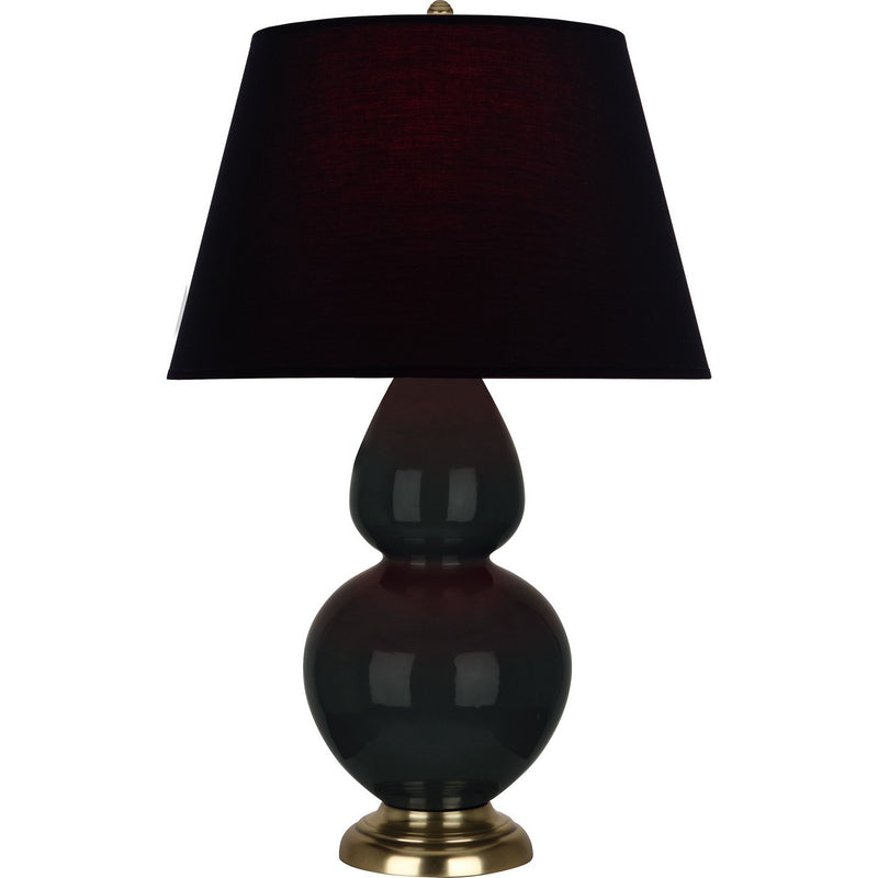 Robert Abbey OS20K One Light Table Lamp, Obsidian Glazed Ceramic w/Antique Natural Brass