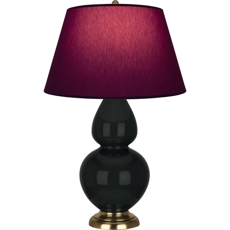 Robert Abbey OS20P One Light Table Lamp, Obsidian Glazed Ceramic w/Antique Natural Brass