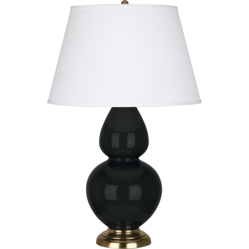 Robert Abbey OS20X One Light Table Lamp, Obsidian Glazed Ceramic w/Antique Natural Brass