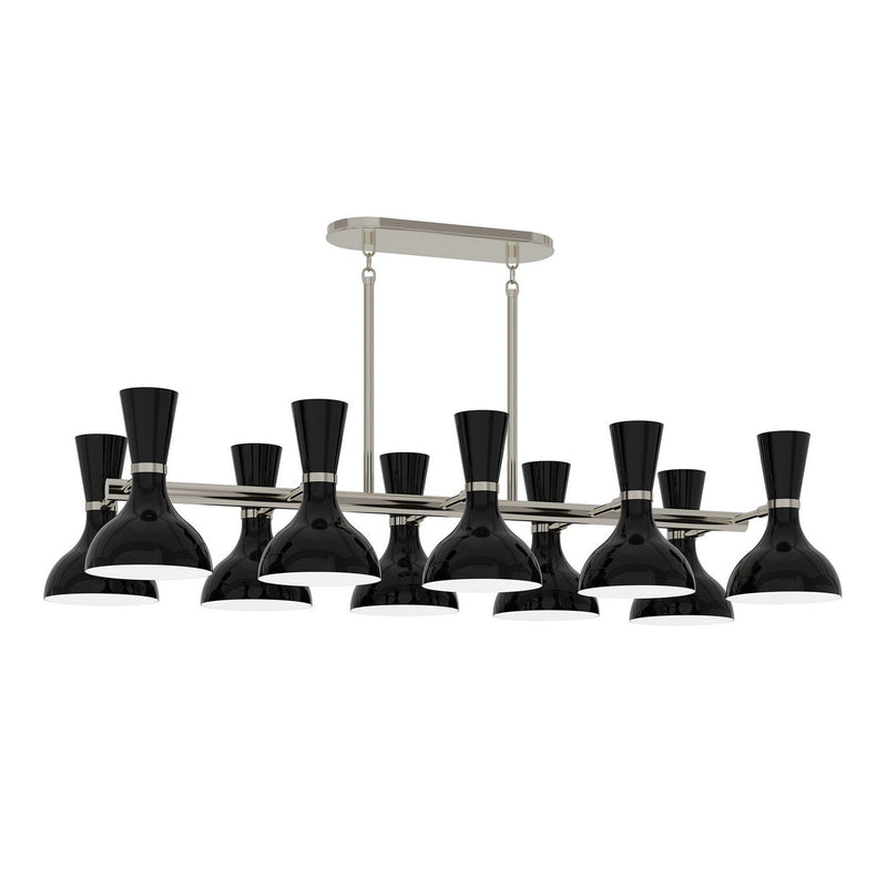 Robert Abbey OS21OS Ten Light Chandelier, Polished Nickel w/Obsidian Painted