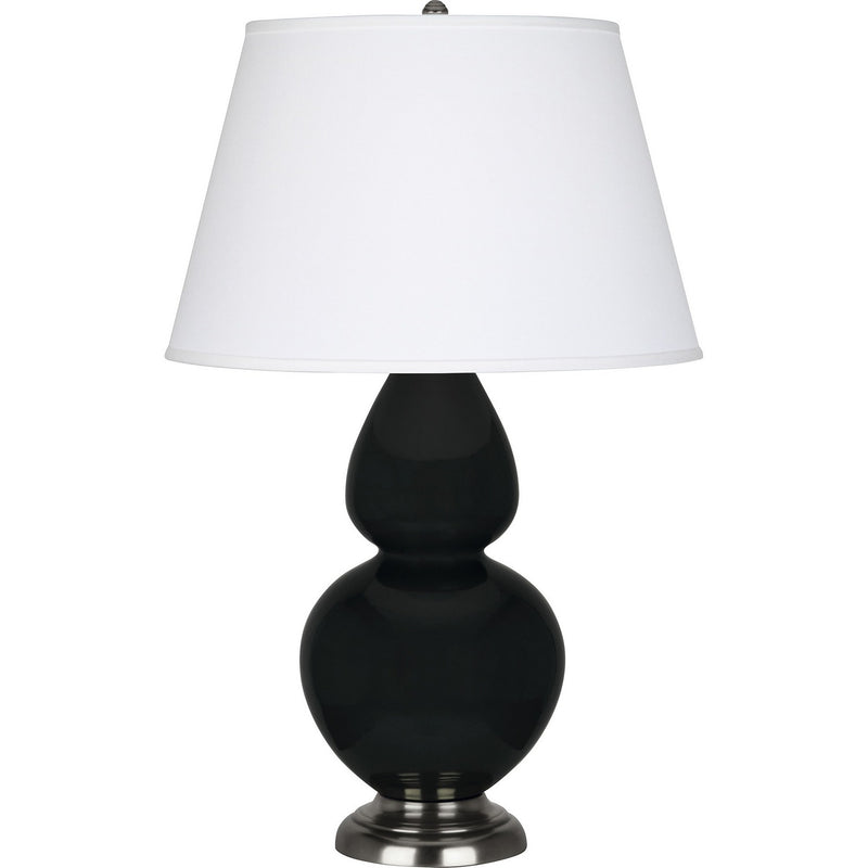 Robert Abbey OS22X One Light Table Lamp, Obsidian Glazed Ceramic w/Antique Silver