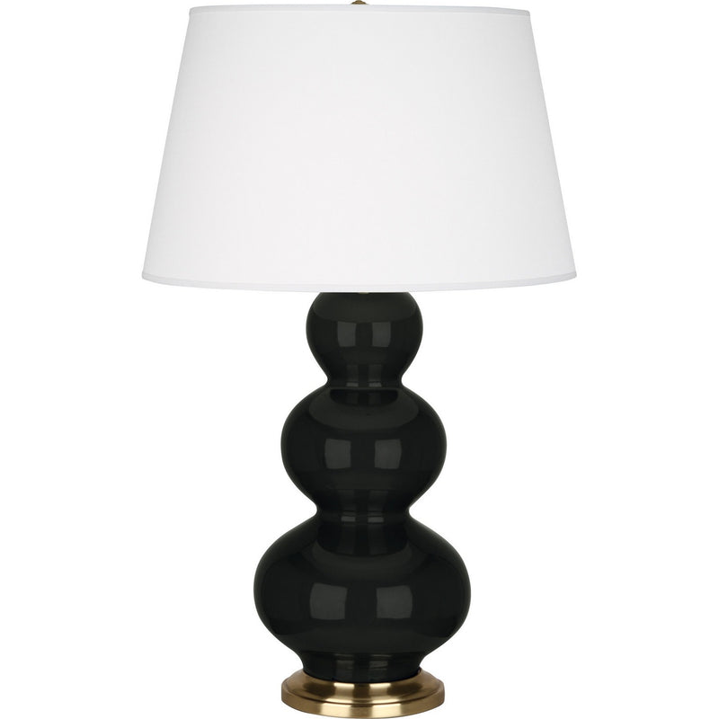 Robert Abbey OS40X One Light Table Lamp, Obsidian Glazed Ceramic w/Antique Natural Brass