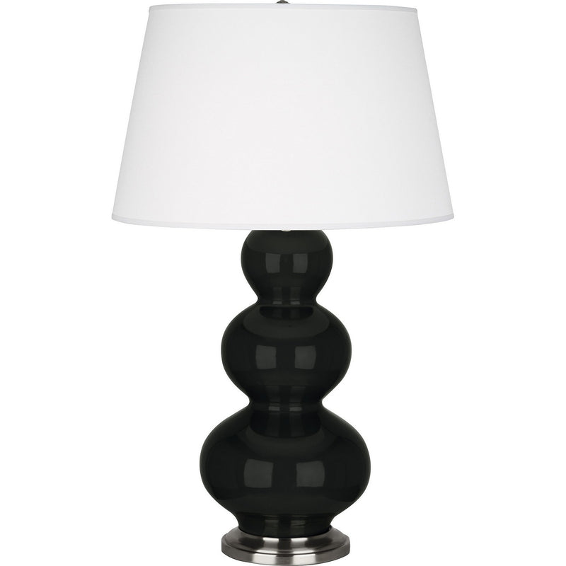 Robert Abbey OS42X One Light Table Lamp, Obsidian Glazed Ceramic w/Antique Silver