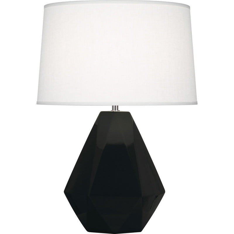 Robert Abbey OS930 One Light Table Lamp, Obsidian Glazed Ceramic w/Polished Nickel